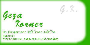 geza korner business card